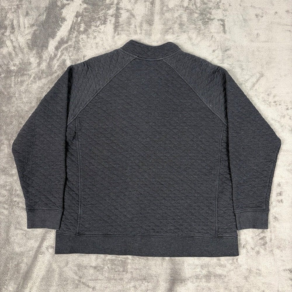 Eddie Bauer Quilted Henley‎ Sweater Mens Large Gray Pullover 1/4 Snap Jacket - Picture 2 of 8